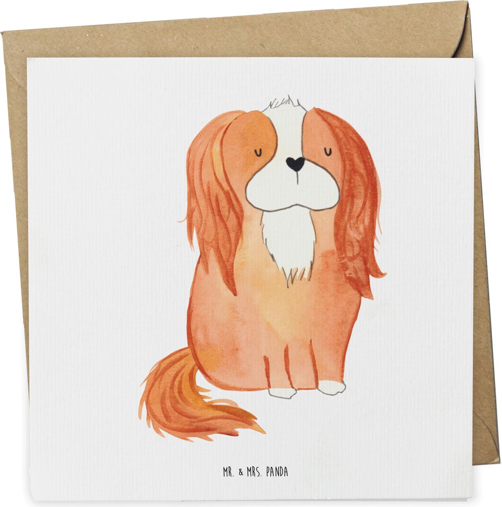 Mr. & Mrs. Panda Klappkarte Hund Cavalier King Charles Spaniel - Weiß - Geschenk, Sprüche, Grußkarte, faltkarte, Tierliebhaber, Glückwunschkart...
