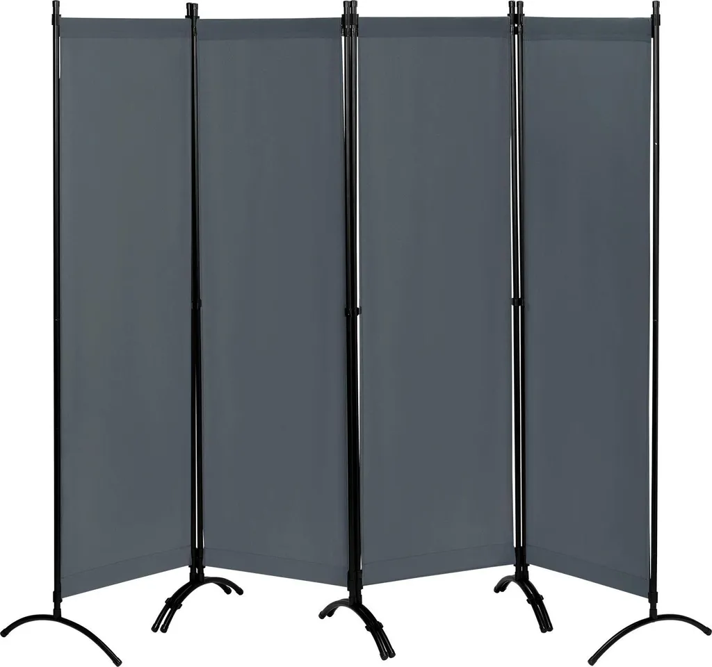 Paravent autoportant gris foncé 224 cm tissu occultant haute densité