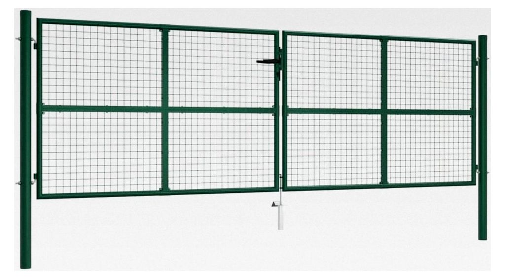 Mesh Gartentor Doppelflügeltor Zauntor Hoftor Zauntür Gartenpforte Einfahrtstor Tor Stahl, 390 x 125 cm
