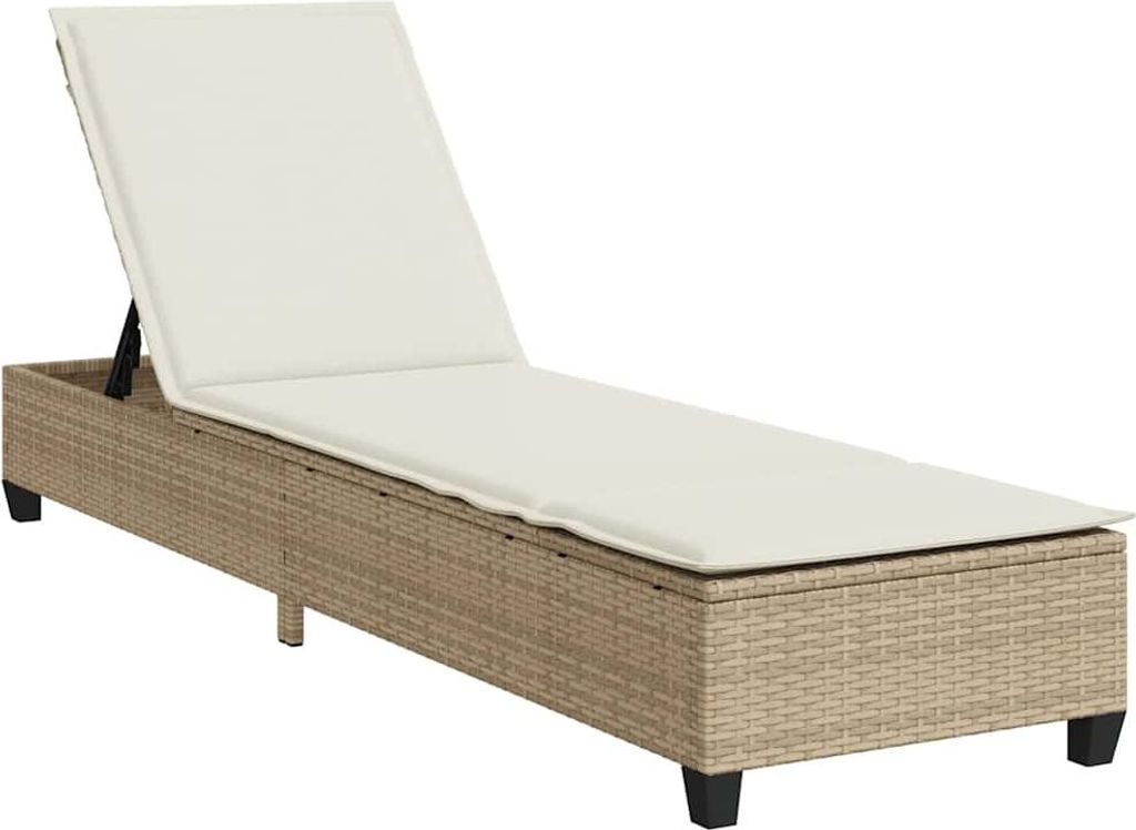 vidaXL Sonnenliege mit Auflagen Beige 55x200x25,5cm Poly Rattan