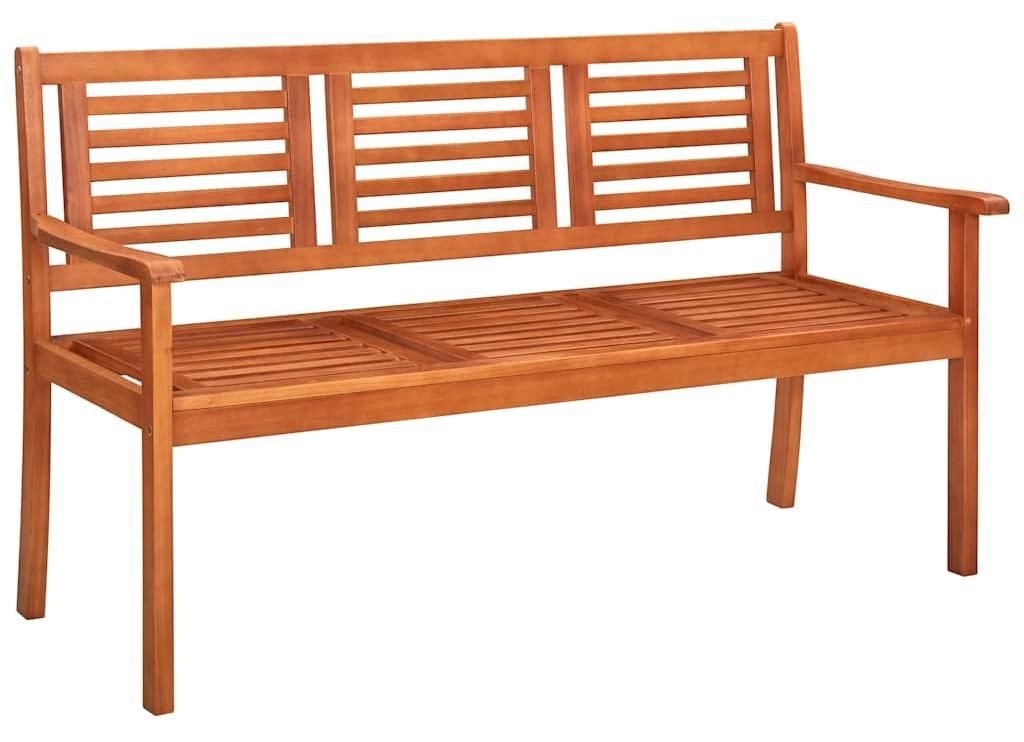 vidaXL 3-Sitzer-Gartenbank mit Auflage 150 cm Massivholz Eukalyptus
