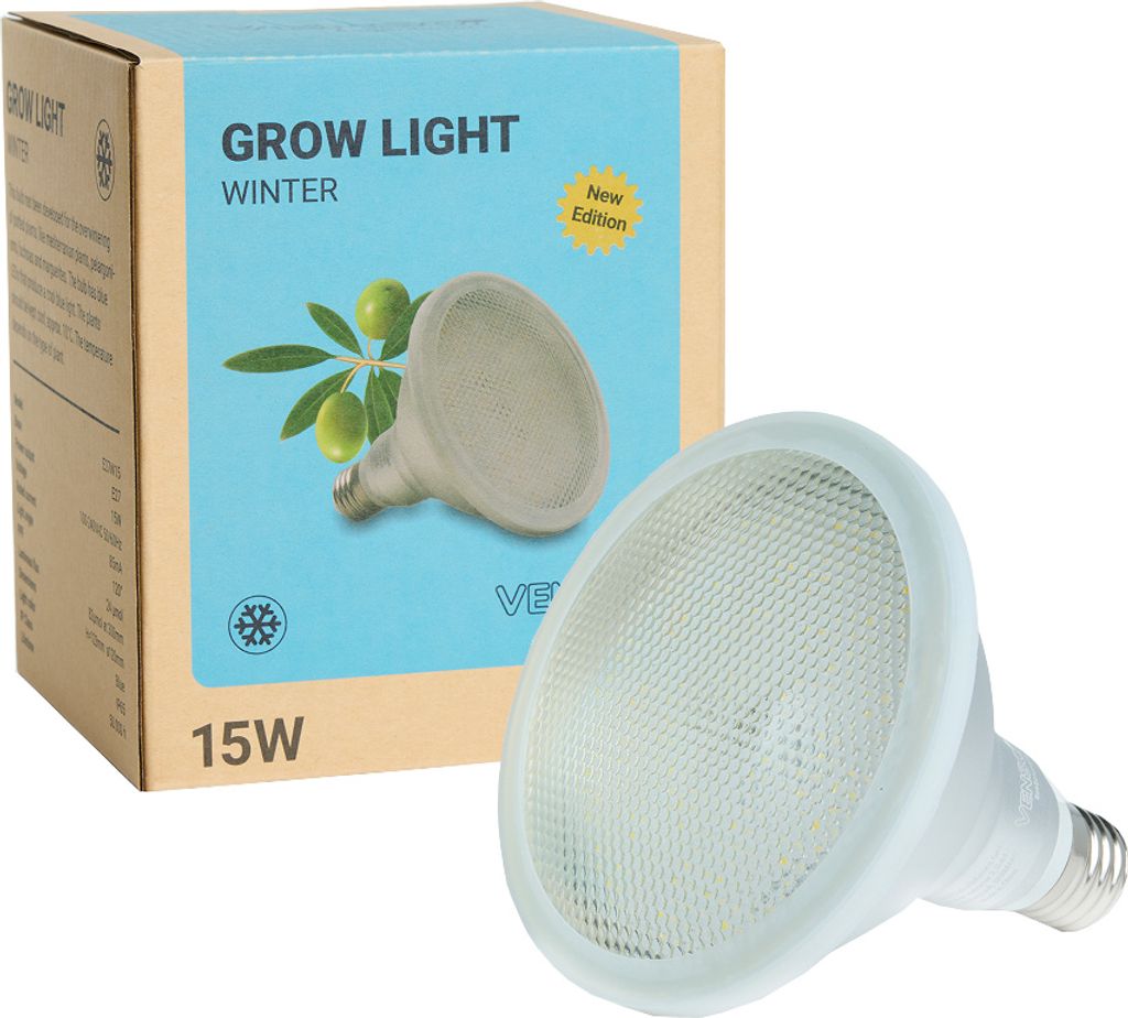 Venso EcoSolutions GrowLight Winter E27 LED Pflanzenlampe 15W 140°, Venso Ecosolutions Vollspektrum LED Überwinterungslampe Pflanzenlampe LED Vol...