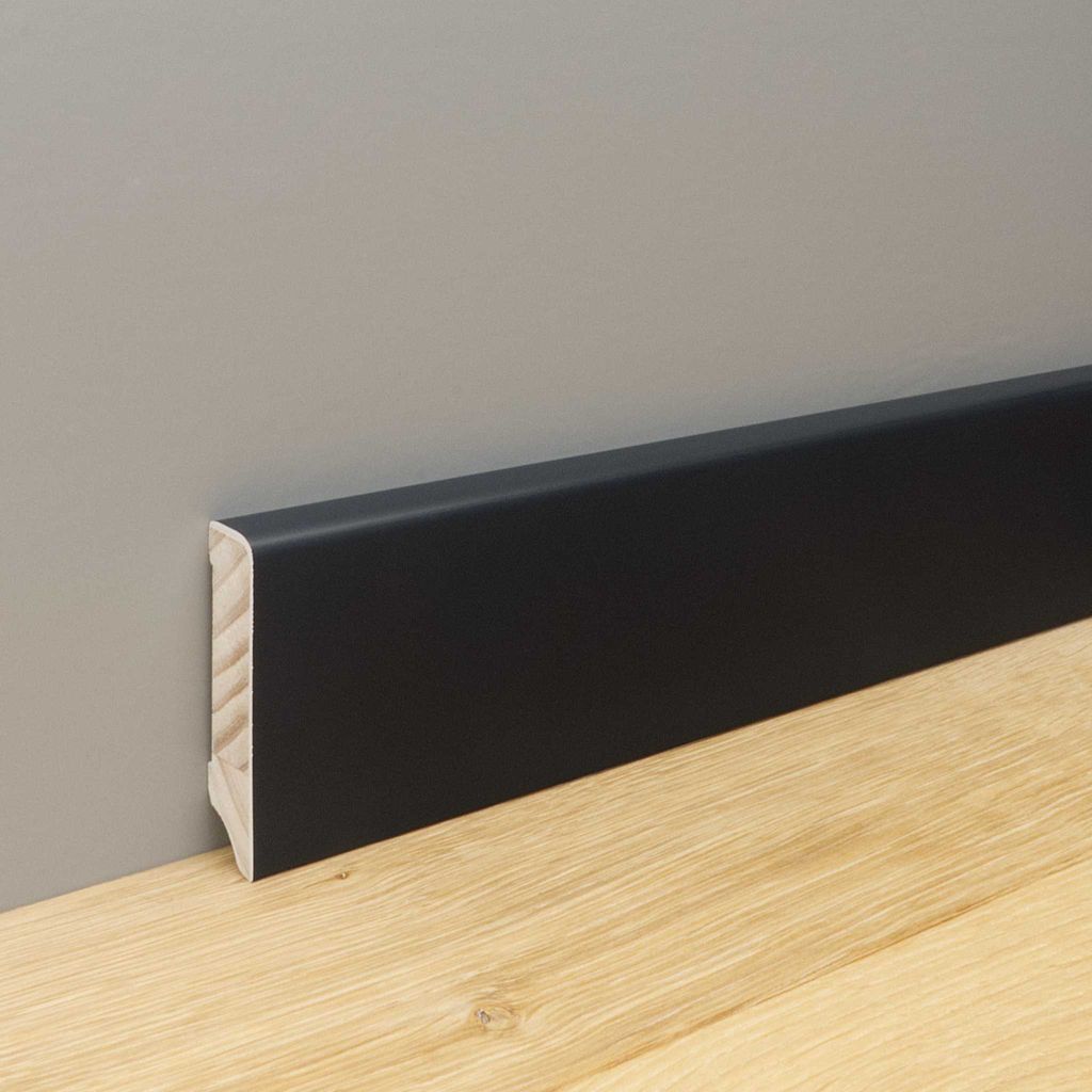 24 m Trevendo Sockelleiste Cube massiv anthrazit lackiert 16 x 58 x 2400 mm