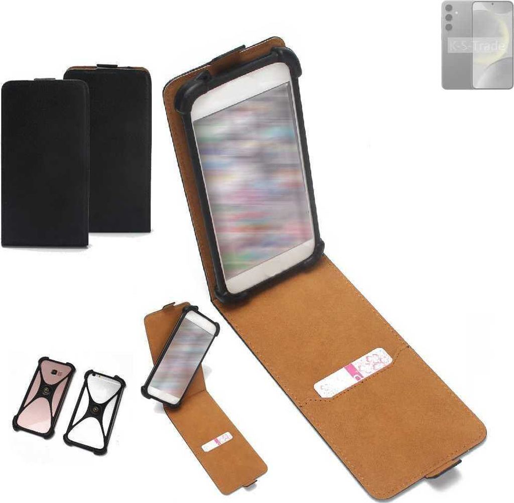 K-S-Trade Handyhülle Schutzhülle kompatibel mit Samsung Galaxy S24 Exynos Hülle Case Cover Flip Style Bumper schwarz 1x