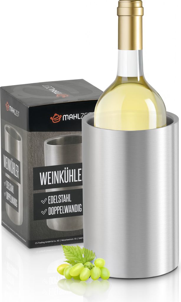 Mahlzeit Edelstahl Weinkühler | Ø 12 x (H) 19 cm | Sektkühler, doppelwandig