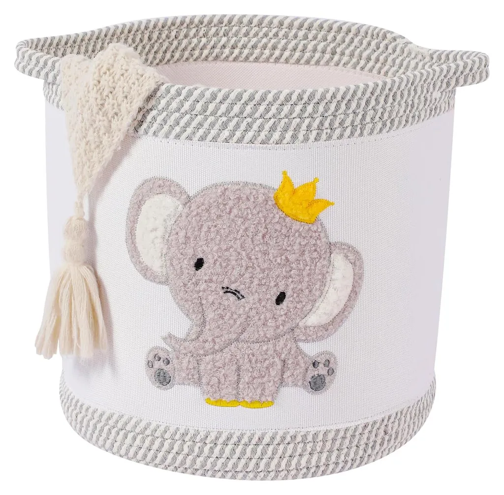 Panier de rangement éléphant, boîte en coton doux pour chambre bébé