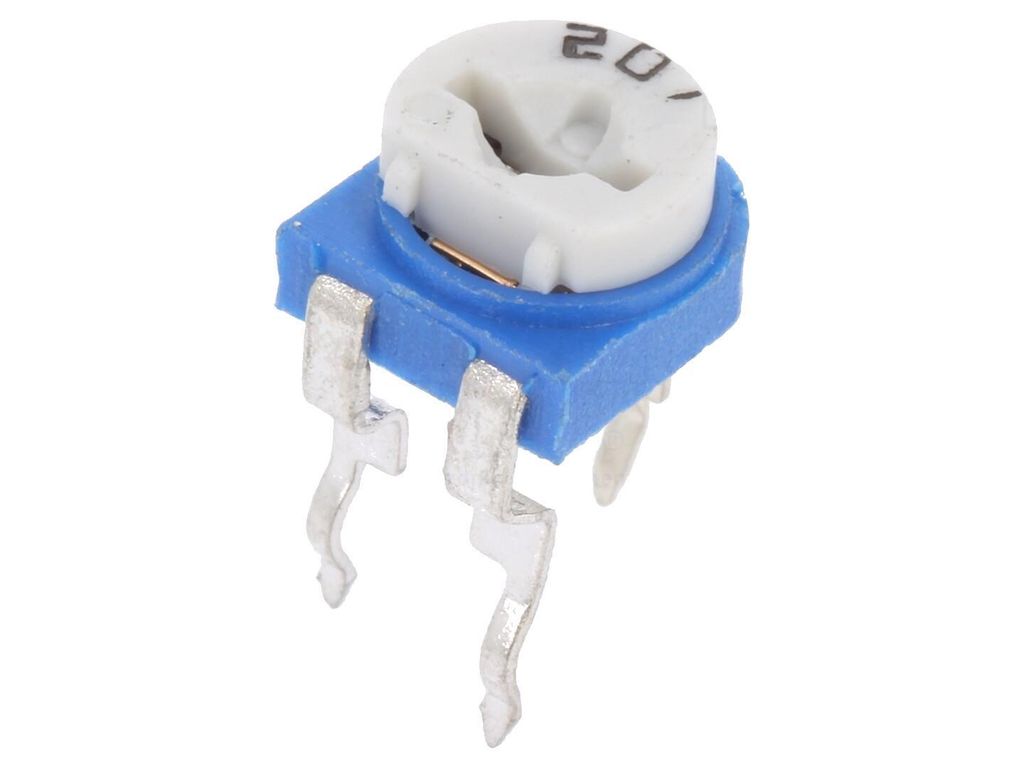 Trimmpotentiometer, 1-Drehung, liegend, 200Ω, 100mW
