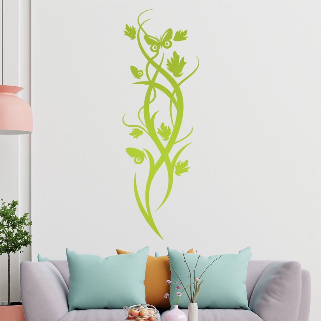 Falter Schmetterling Blüte Wandtattoo in 6 Größen - Wandaufkleber Wall Sticker - Dekoration, Küche, Wohnzimmer, Schlafzimmer, Badezimmer