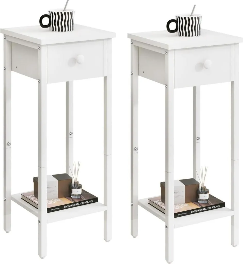 Table de nuit stable pour sol irrégulier avec tiroir lot de 2 pièces