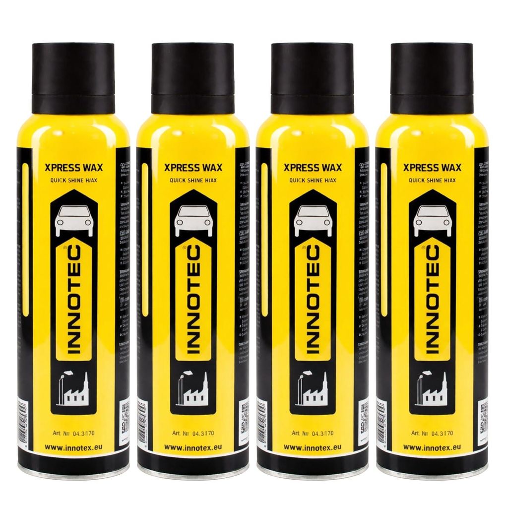 4 Stück Innotec Xpress Wax 200 ml – sprühbares Schnellwachs für alle Hochglanzoberflächen, liefert streifenfreien Glanz und langanhaltenden S...