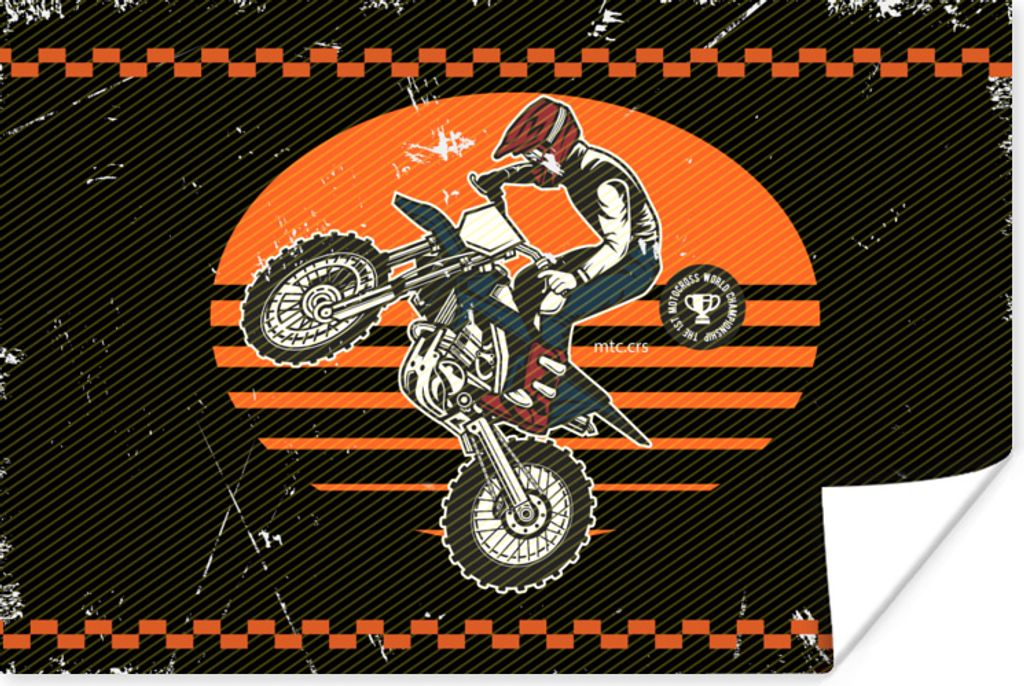 MuchoWow Poster Motorrad - Oldtimer - Design 180x120 cm - Fotoplakat