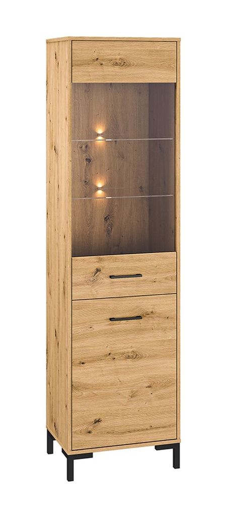 Vitrine mit verglastem Teil BEDA – Eiche Artisan