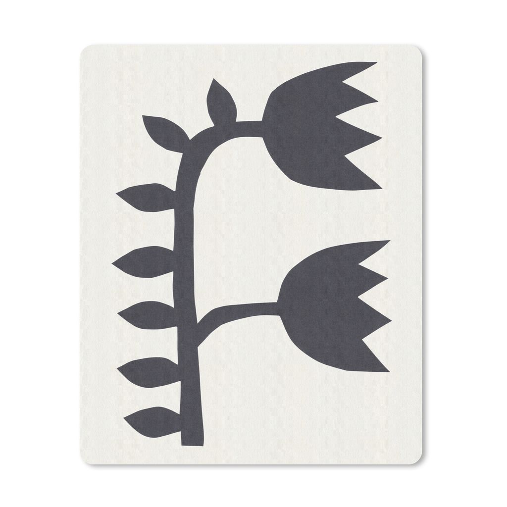 MuchoWow Mauspad Mousepad Tulpen - Schwarz - Weiß - Blumen 19x23 cm - Mousepads - Maus Mat - Pad - Mausunterlage - Mauspads - Spielen