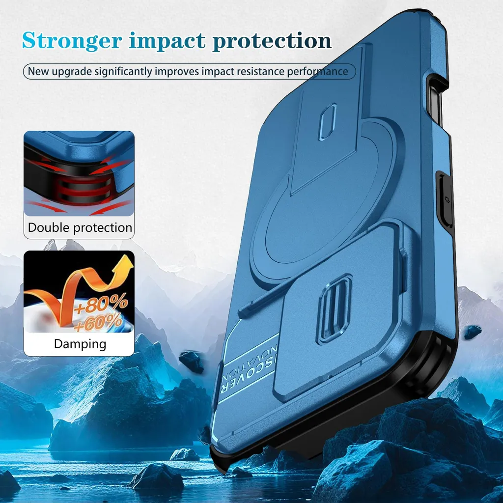 CENHUFO Magnetica Privacy Cover iPhone 16 Plus, Compatibile con Magsafe Integrata Vetro Temperato Anti Spia Schermo e Protezione Fotocamera Custodia Antiurto 360 Gradi Rugged Doppia Faccia Case -Blu