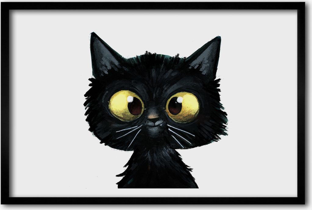 Bild 60x40 MDF-Rahmen, Wandkunst Illustration einer Katze