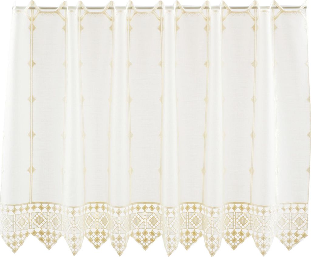 Gardinen Kranzusch Scheibengardine gehäkelter Abschluß 55x80 cm H/B creme Bistrogardine Vorhang Küche 1er Pack