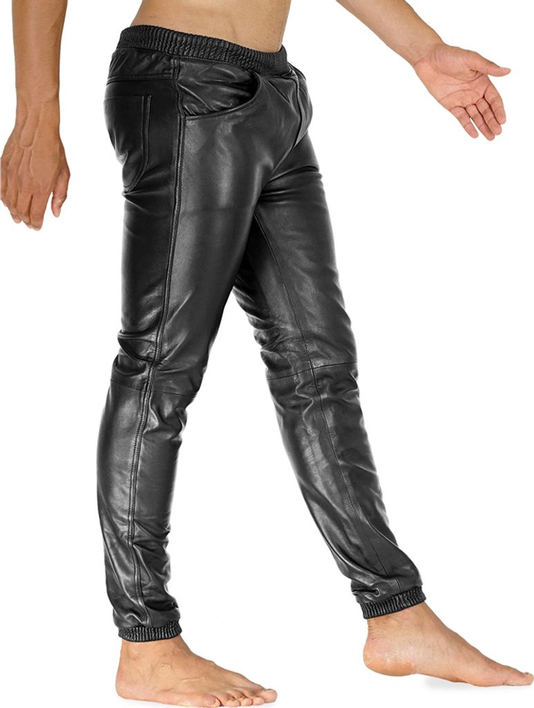 Bockle The BOYJOG Herren Leder Joggers Lamm Leder Jogginghose , W30/L32