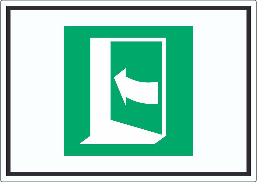 Tür öffnet durch Drücken auf der linken Seite Symbol Aufkleber A5 (148x210mm)