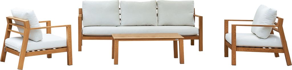 AXI Orla Lounge Set mit Gartenbank, Tisch und 2 Loungestühlen | Garten Loungeset 4-teilig aus Aluminium in Holz Look | Gartenmöbel / Loungemöbel...