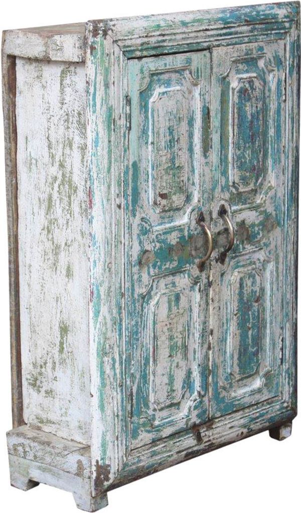 Vintage Beistellschrank, Kommode, Nachttischschrank, Flurschrank - Modell 107, Türkis, Holz, 80*50*24 cm, Kleine Schränke