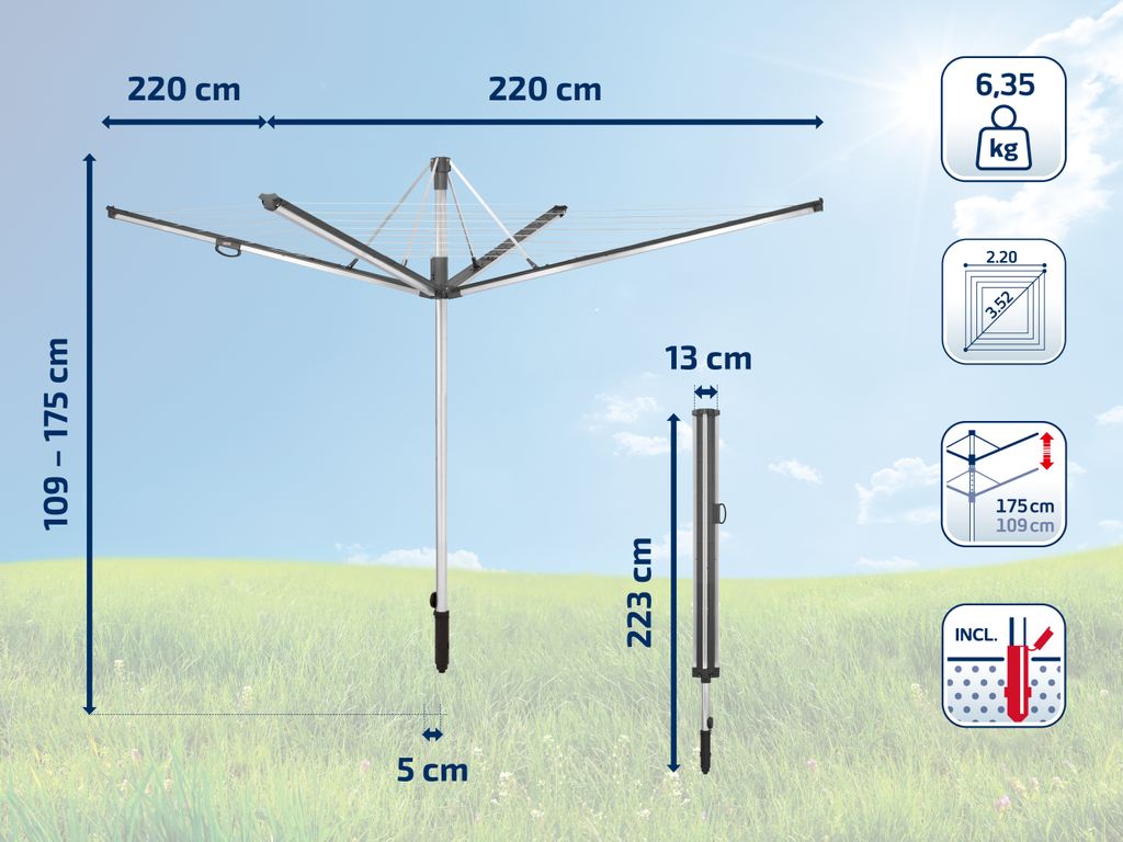 Leifheit Sušení - Venkovní sušák Linomatic 600 Plus 85277 Obrázek produktu 6