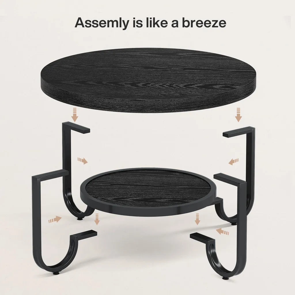Tribesigns Tavolo Rotondo 79 cm - Complemento Arredo Industriale Nero - 10