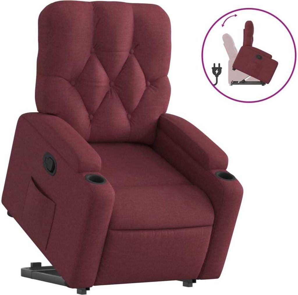 "2026 MODERNE"Relaxsessel- TV-Sessel - Einzelsofa elegantes Design - mit Aufstehhilfe Weinrot Stoff - 74x86,5x93,5cm - Couchsessel NeuMöbel270711