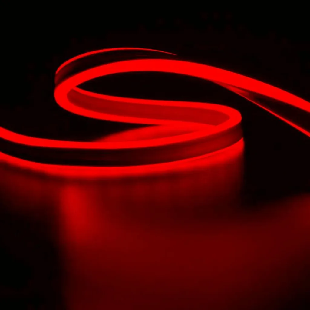 Néon LED flexible rouge double face 50m IP44 avec câble et accessoires