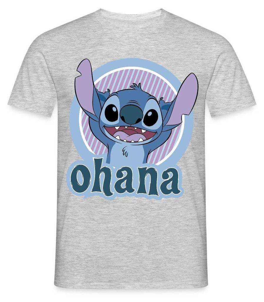Lilo & Stitch Ohana Männer T-Shirt, XL, Grau meliert