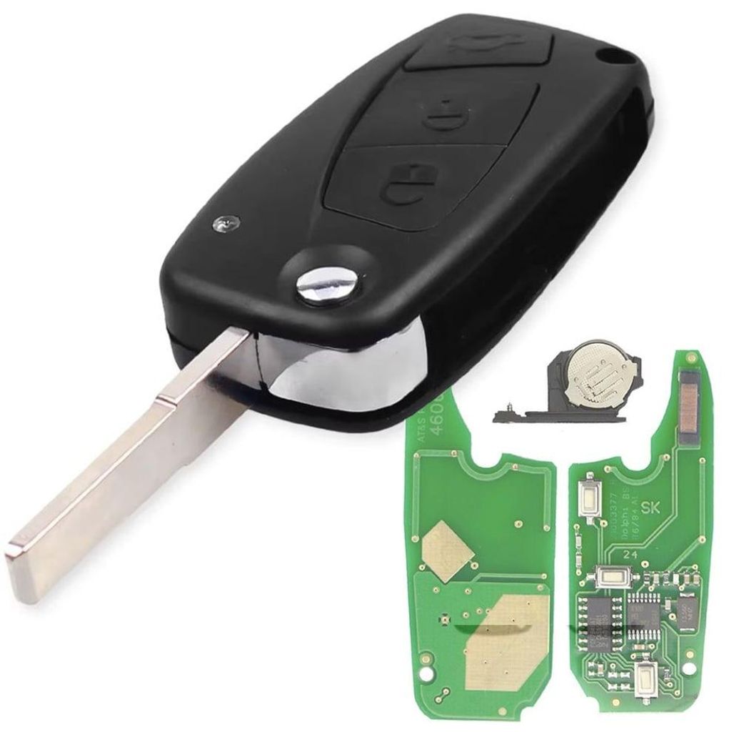 Kompletter Autoschlüssel kompatibel mit Fiat Bravo, Stilo, Linea, Ducato, Lancia Ypsilon, Peugeot Boxer, Citroen Jumper, programmierbar, 3 Tasten,...