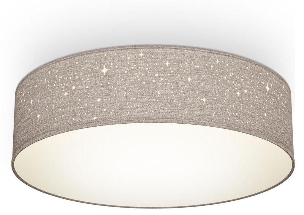 B.K.Licht plafonnier tissu taupe avecReproduction étoile, Image du produit 