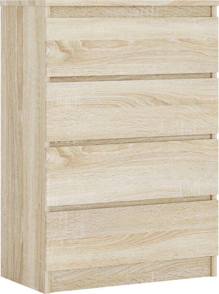 Kommode mit 4 Schubladen, Farbe: Sonoma-Eiche, 101 x 70 x 39 cm