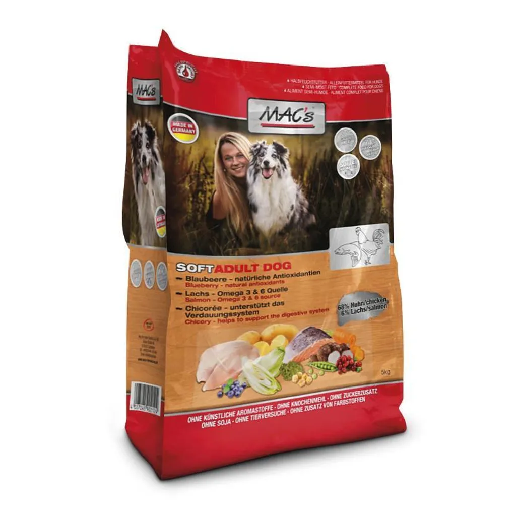 MAC's Dog Soft Pollo e Salmone 15kg | Nutrizione Semi-Moist Senza Cereali