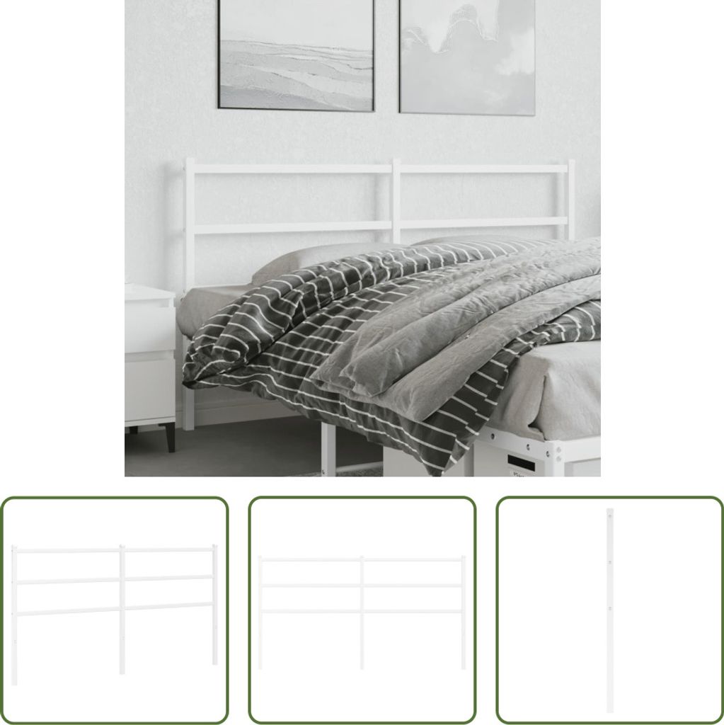 The Living Store Kopfteil Metall Weiß 160 cm