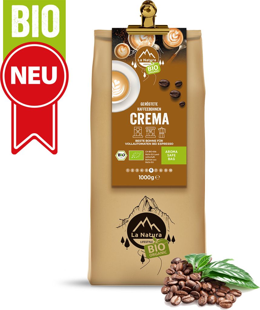 Crema mild Kaffeebohnen 1000g | La Natura Lifestyle| Produktbild 