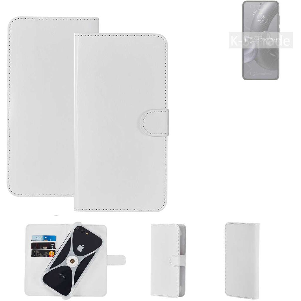 K-S-Trade Handy Hülle Schutz Hülle kompatibel mit Motorola Edge 30 Neo Cover Case Bookstyle Bumper weiß 1x