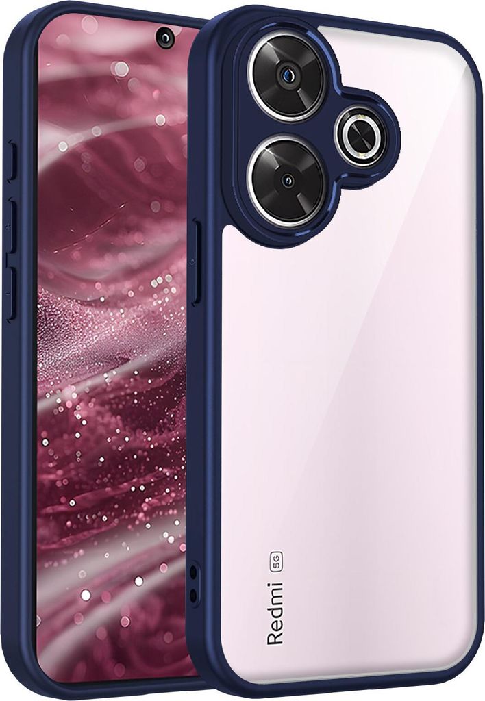 Hülle für Xiaomi Redmi 13 4G/Redmi 13 5G/Poco M6 4G/Poco M6 Plus Transparente Rückseite TPU Bumper Stoßfest Handyhülle Blau