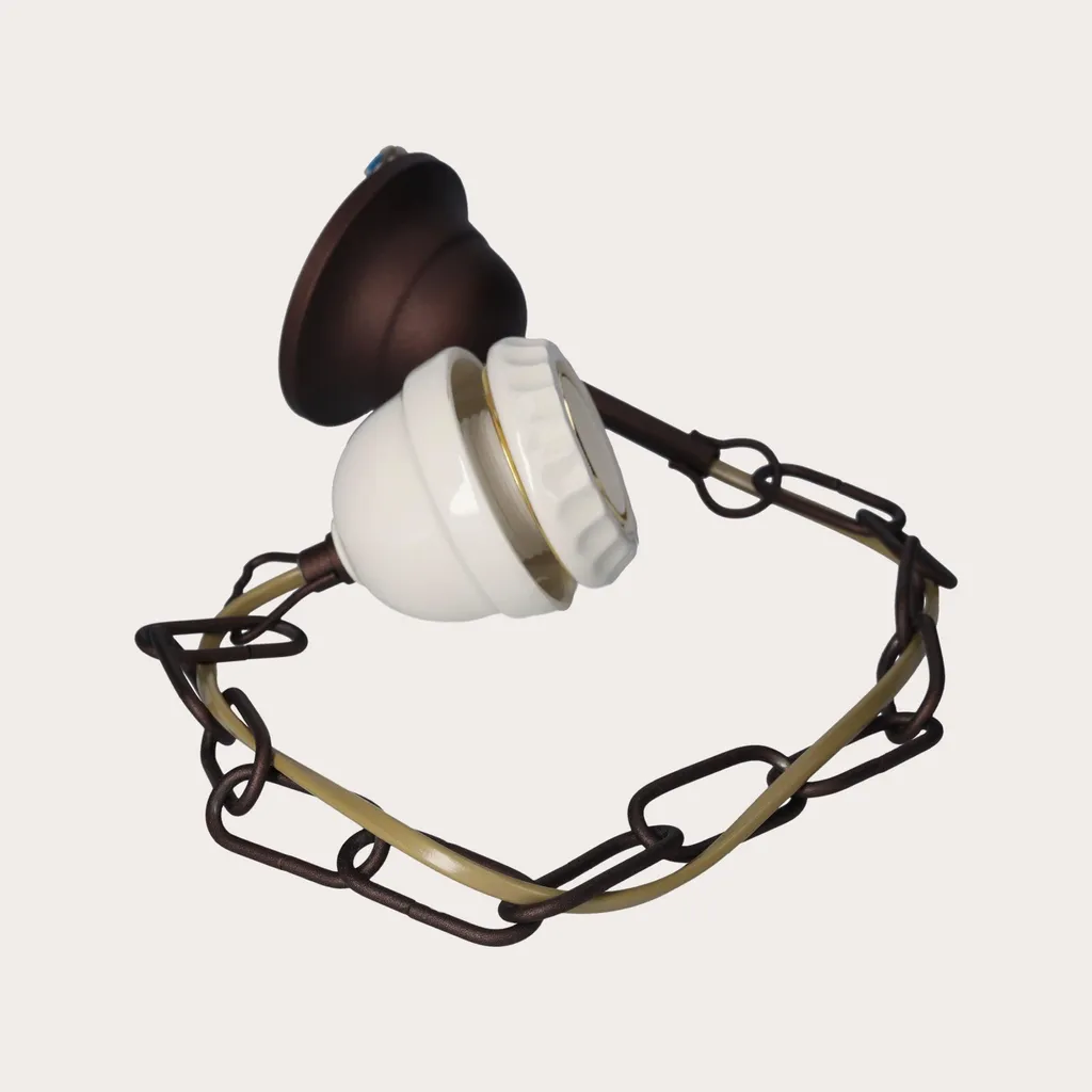 Chaîne de lustre E27 en laiton pour suspension céramique de salon