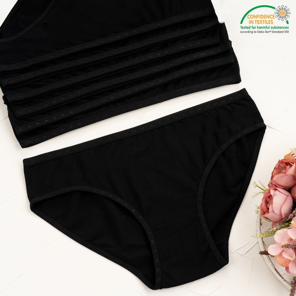 7 Damen Taillenslips Unterhosen - 36 Schwarz