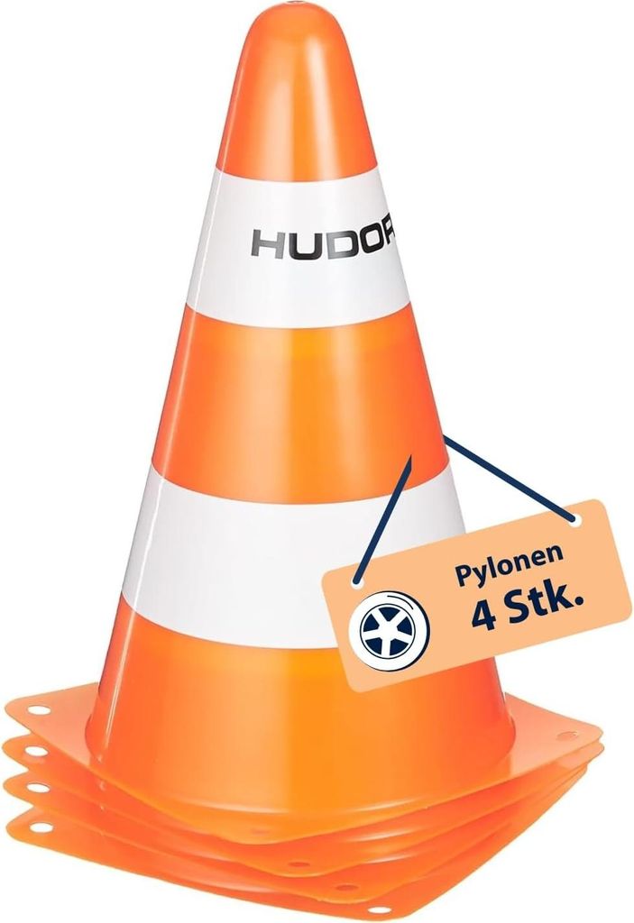 4 HUDORA Spielzeug-Pylone orange, weiß 22,5 cm