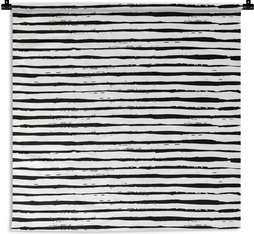 MuchoWow Wandteppich Wandbehang Schwarz - Streifen - Weiß - Design 60x60 cm Tapisserie Dekoration Wandtuch - Dekorationen - Wand Decke