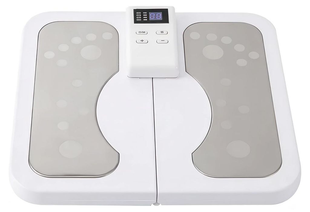 EMS Fußmassagegerät 7 Modi & 50 Intensitäten – LED-Anzeige, abnehmbare Pads, 30/60 Min Timer, für Füße, Beine & Arme