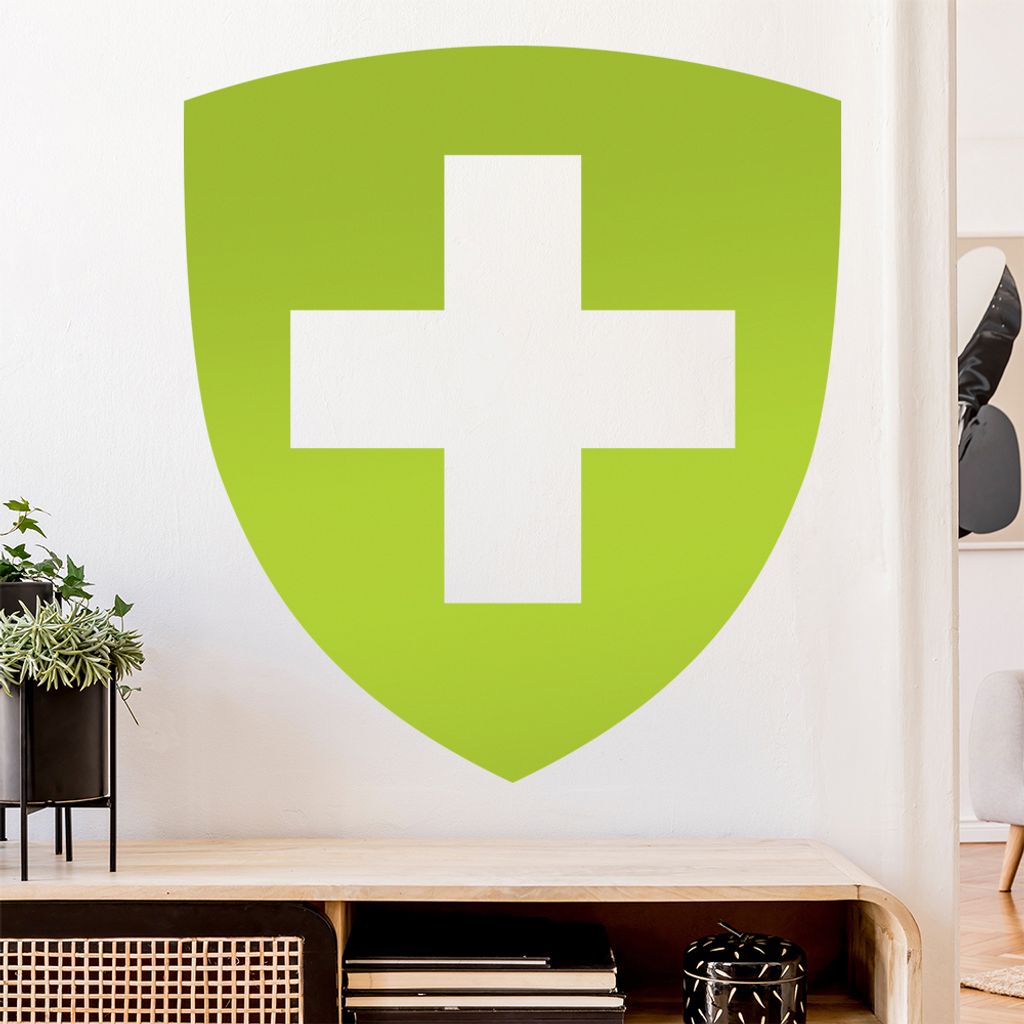 Schweiz Wappen Wandtattoo Wandaufkleber Wall Sticker - Dekoration, Küche, Wohnzimmer, Schlafzimmer, Badezimmer