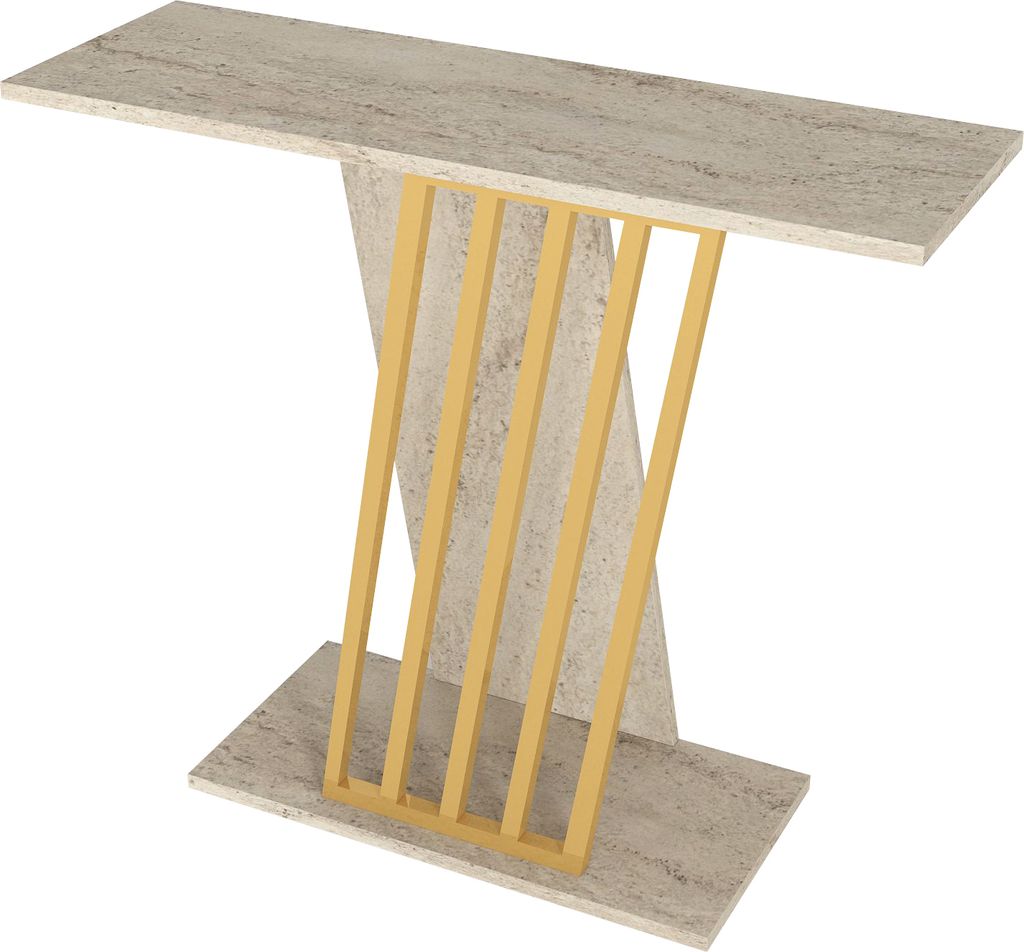 Konsolentisch Gravity in beiger Granit Optik mit goldenen Verzierungen, 2512