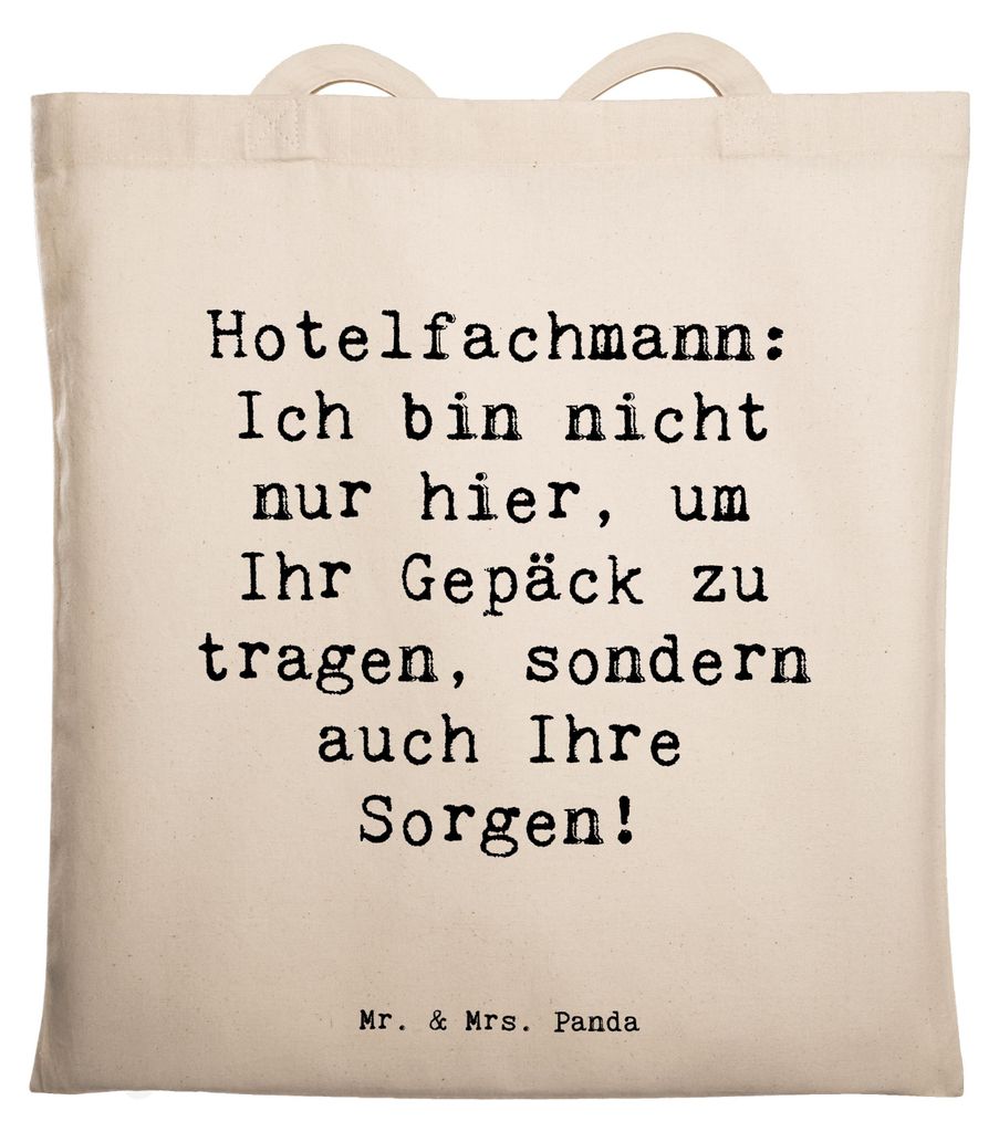 Mr. & Mrs. Panda Tote Bag Spruch Hotelfachmann Sorge - Transparent - Geschenk, Berufsalltag, Berufe, Check-in, Tasche, Reservierungen, Beruf, Juteb...