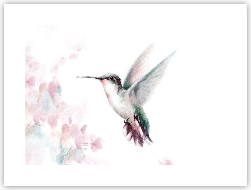 Poster - Poster ohne Rahmen - Kolibri Aquarell Licht - 40x30 cm - Wand Bild - Wanddeko - Wandbilder - Kunstposter - Wandposter - Bilder - Kunstdruc...