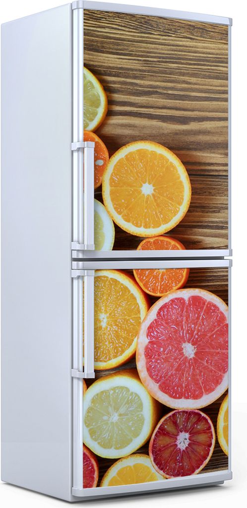 Kühlschrankdekoration 60x180 cm Aufkleber auf dem Kühlschrank - Halbierte Zitrusfrüchte