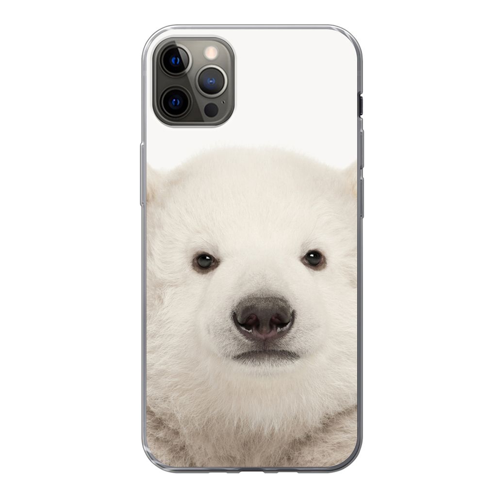 MuchoWow Handyhülle Schutzhülle Hülle für iPhone 12 Pro Max Eisbär - Tiere - Weiß - Kinder - Jungen - Mädchen Silikon Softcase Handy Hüll...