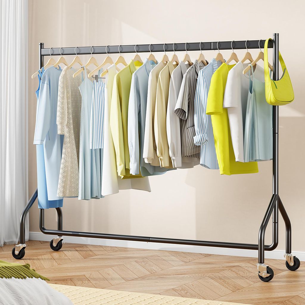 HOKEEPER Schwerlast Kleiderständer auf Rollen,Kleiderstange kleiderstangen für Hängende Fahrbarer Klamotten Closet Garderobe Rack, 180x46x152cm