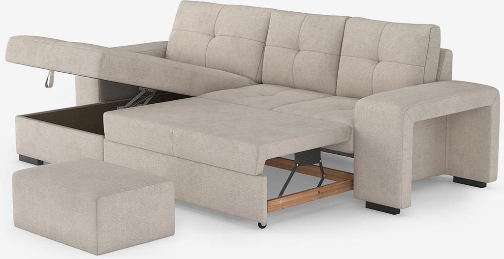 3-Sitzer Schlafsofa mit linker Eckbox und Hocker Saro - Grau